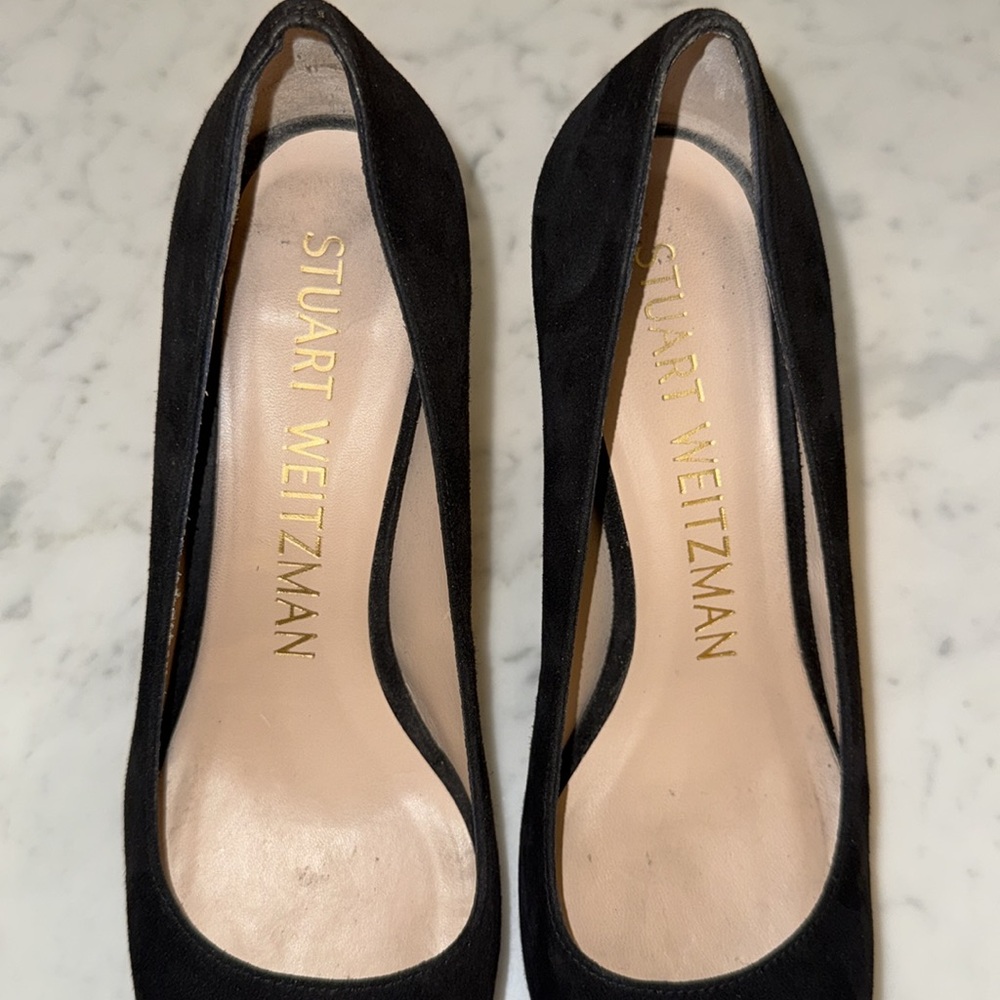STUART WEITZMAN Shoes Larsa Suede Platform Pump Heels Black Size 6.5 - Picture 13 of 16